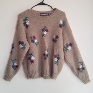 Brown Floral Sweater